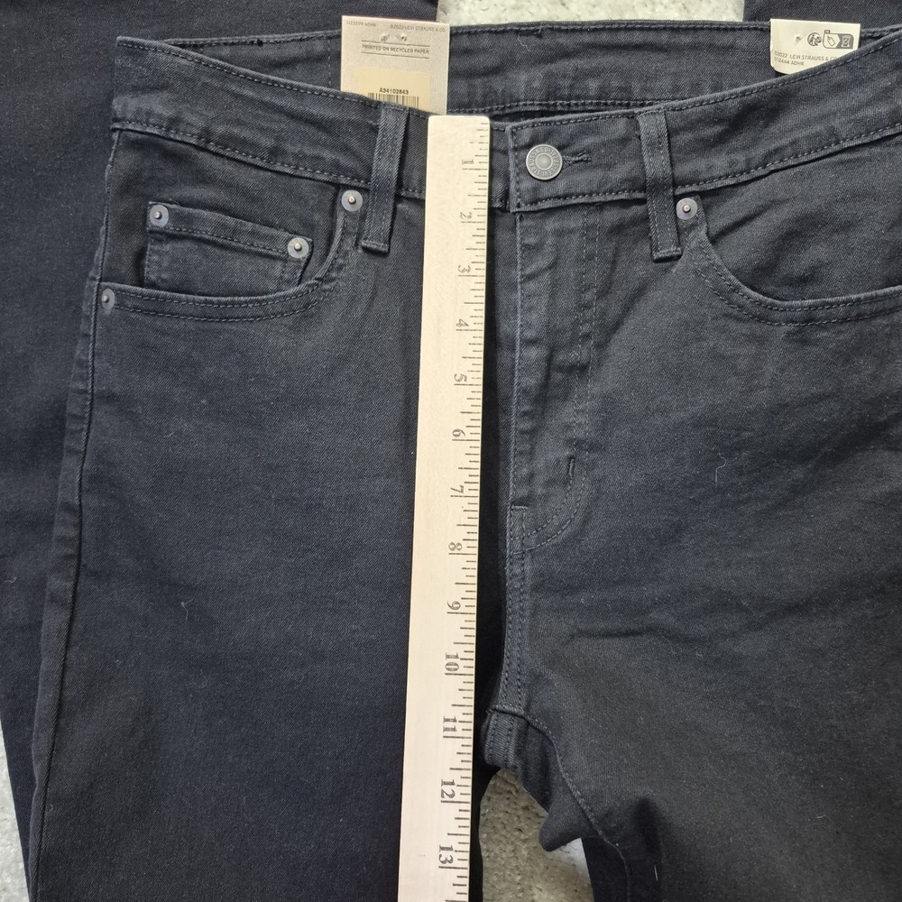 Levis Jeans 726 High Rise Flare Womens 29/30 Black Slim Stretch Disco 70s Retro - Picture 8 of 14